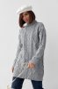 В'язана жіноча туніка з високим коміром 0530 сірий