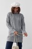 В'язана жіноча туніка з високим коміром 0530 сірий