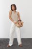 Жіночі штани в смужку - 08778 молочні