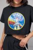 Укороченная женская футболка с принтом Nasa - 1259 черная