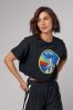 Укороченная женская футболка с принтом Nasa - 1259 черная