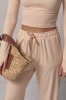 Эластичный женский спортивный костюм - 22135 бежевый
