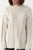 Вязаный свитер с косами oversize 231198 бежевый