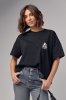 Женская футболка oversize с вышивкой - 241023 черная