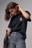 Женская футболка oversize с вышивкой - 241023 черная