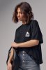 Женская футболка oversize с вышивкой - 241023 черная