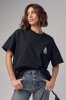 Женская футболка oversize с вышивкой - 241023 черная
