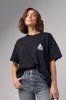 Женская футболка oversize с вышивкой - 241023 черная