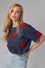 Женская футболка oversize с сердечками - 30410 темно-серая