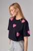 Женская футболка oversize с сердечками - 30410 черная