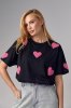 Женская футболка oversize с сердечками - 30410 черная