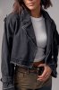 Короткая женская джинсовка в стиле Grunge - 3103 черная