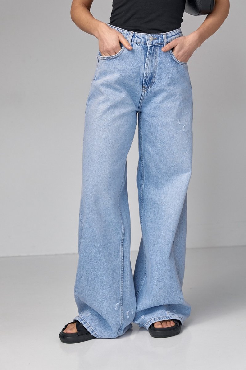 Женские джинсы wide leg - 53300 голубой