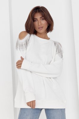 Женская кофта oversize с вырезами на плечах - 8023-2
