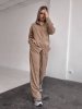 Женский брючный костюм с рубашкой 43122 бежевый