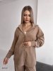 Женский брючный костюм с рубашкой 43122 бежевый